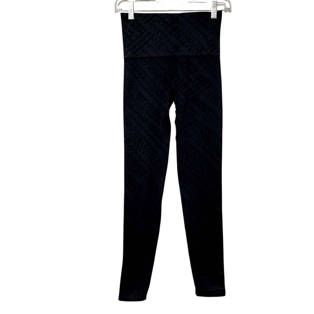 Spanx Blue & Black High Rise Full Length Leggings Womens S Compression Yoga Pant